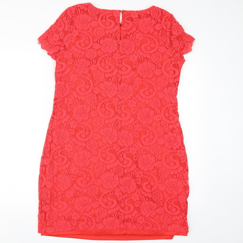 Dorothy Perkins Womens Pink Floral Lace A-Line  Size 14