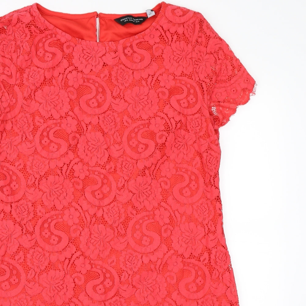 Dorothy Perkins Womens Pink Floral Lace A-Line  Size 14