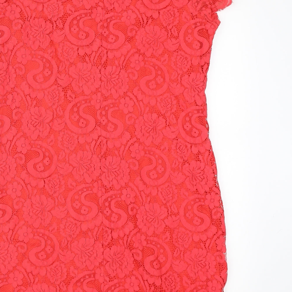 Dorothy Perkins Womens Pink Floral Lace A-Line  Size 14