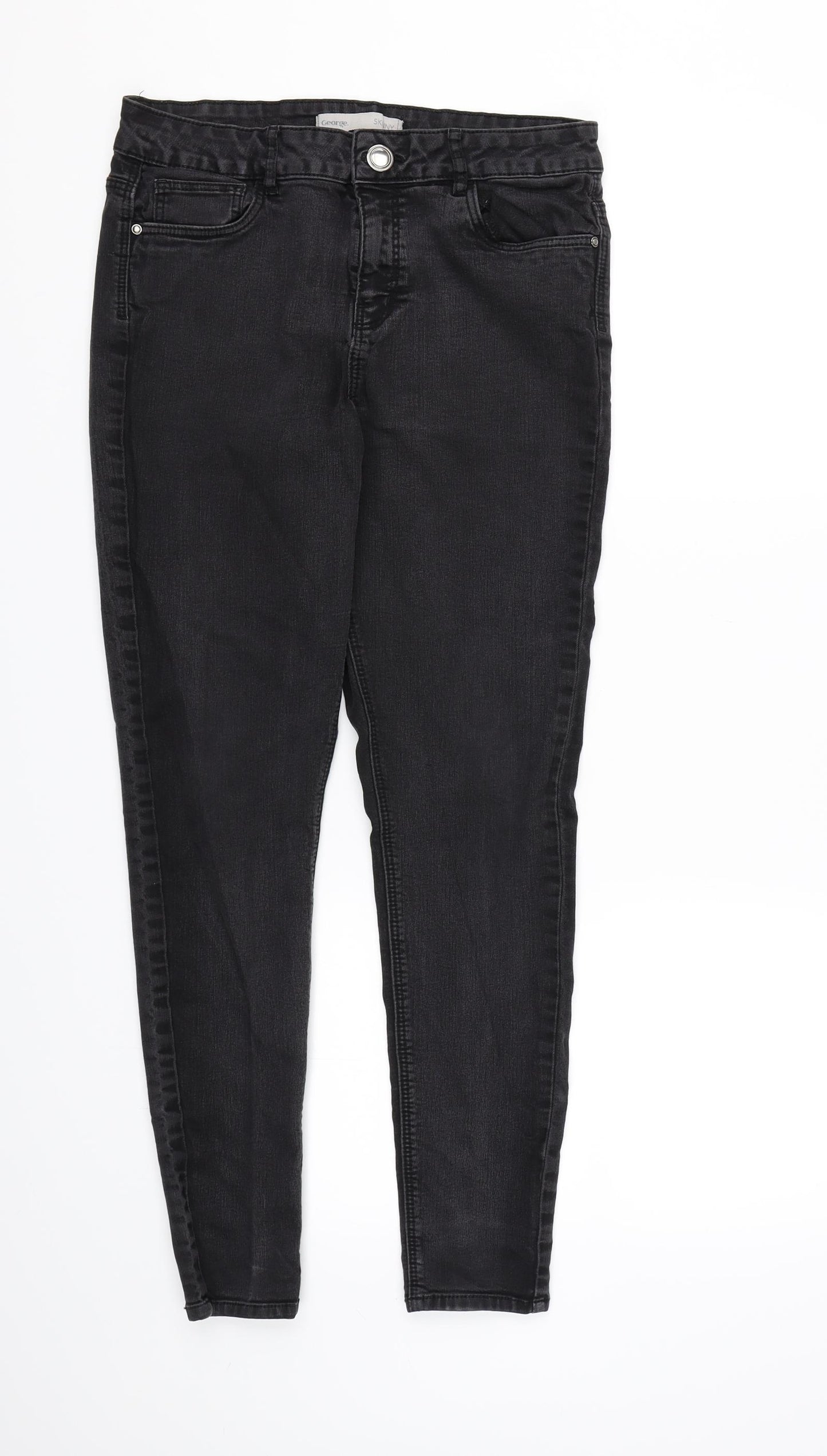 George Womens Black  Denim Skinny Jeans Size 14 L26 in
