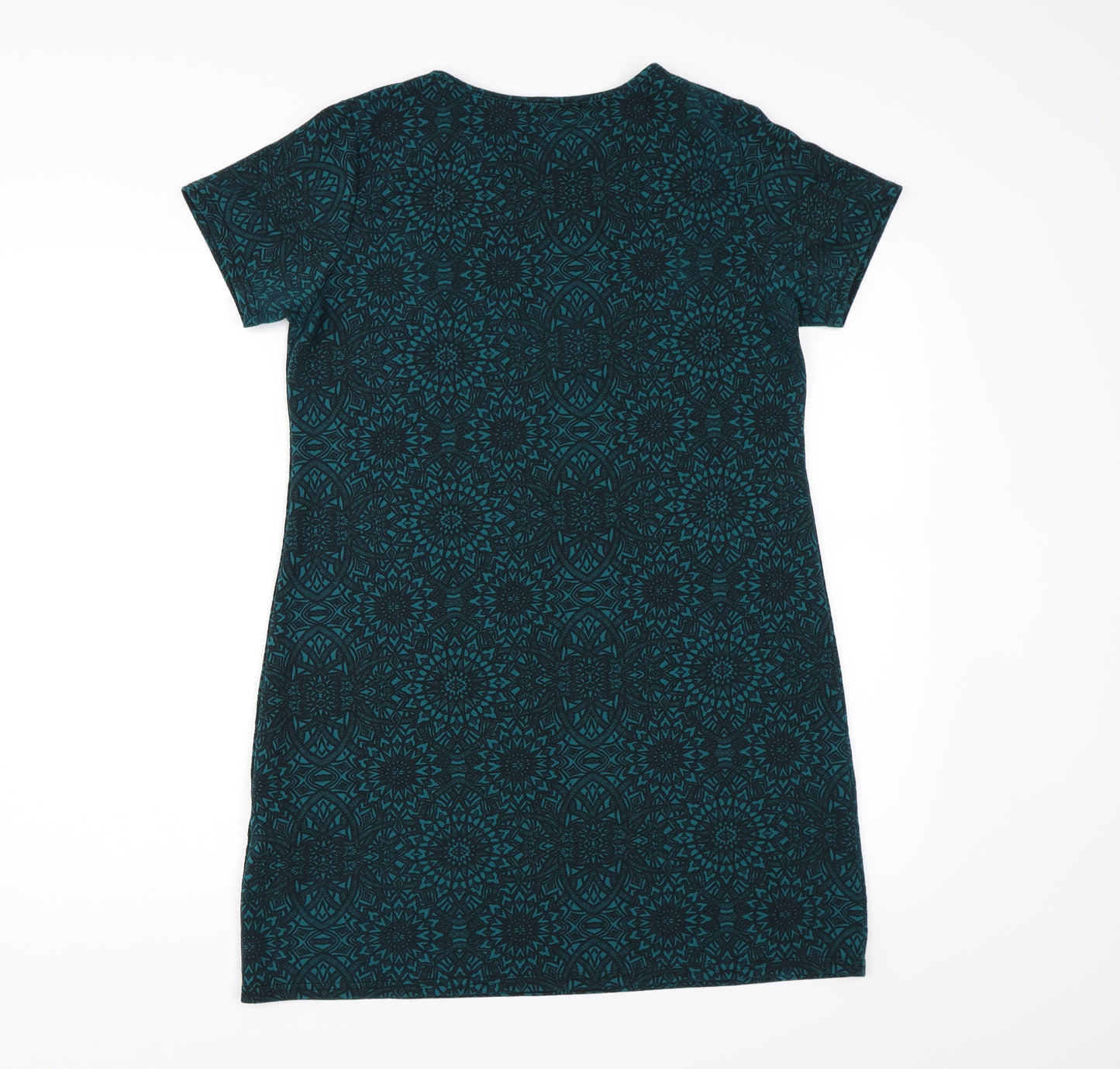 Boohoo Womens Green Geometric  A-Line  Size 14