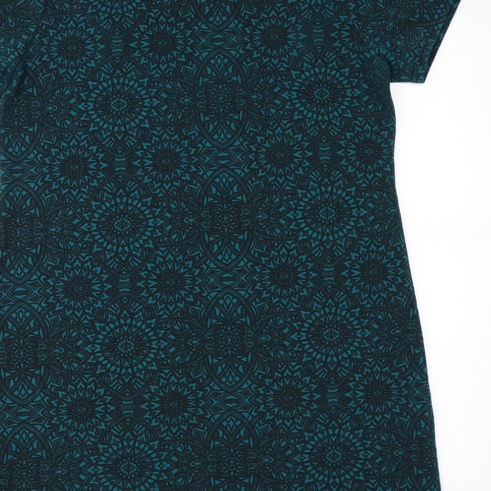 Boohoo Womens Green Geometric  A-Line  Size 14