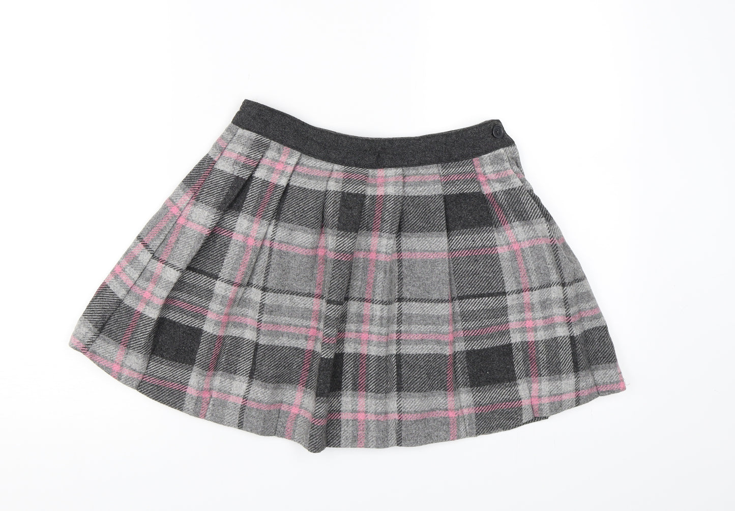 NEXT Girls Grey Check  Pleated Skirt Size 10 Years