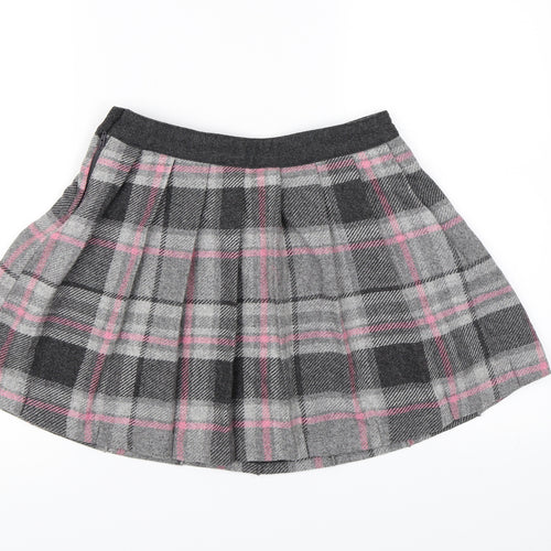 NEXT Girls Grey Check  Pleated Skirt Size 10 Years