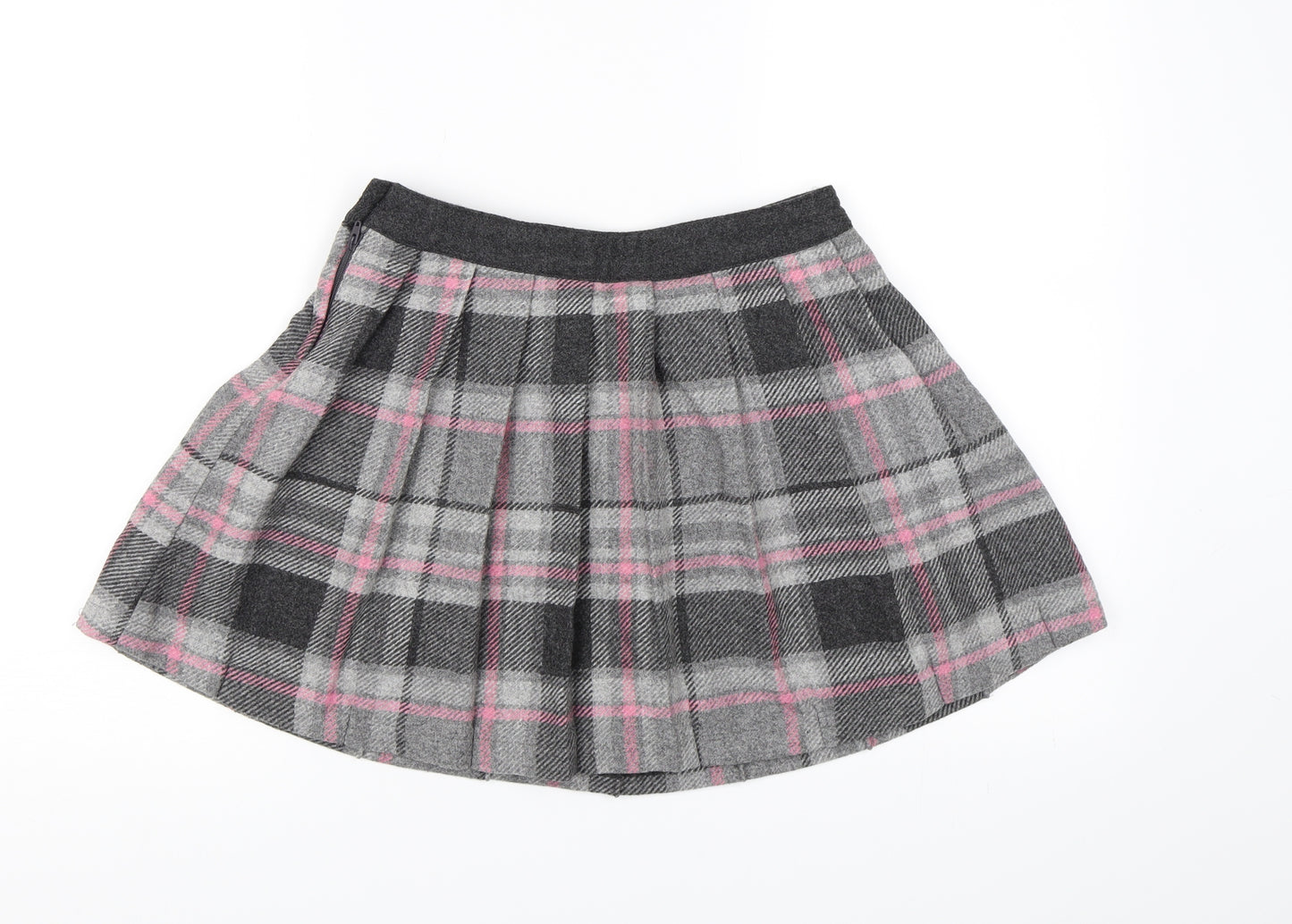 NEXT Girls Grey Check  Pleated Skirt Size 10 Years