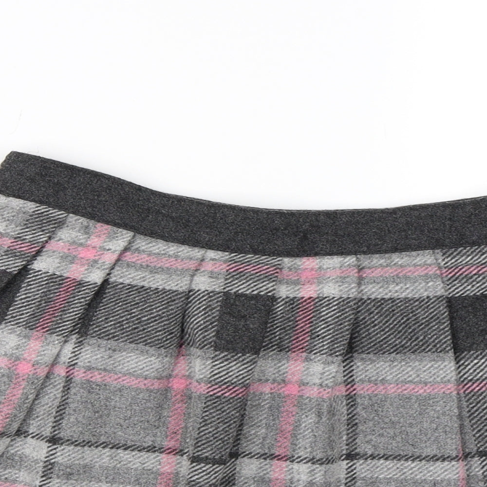 NEXT Girls Grey Check  Pleated Skirt Size 10 Years