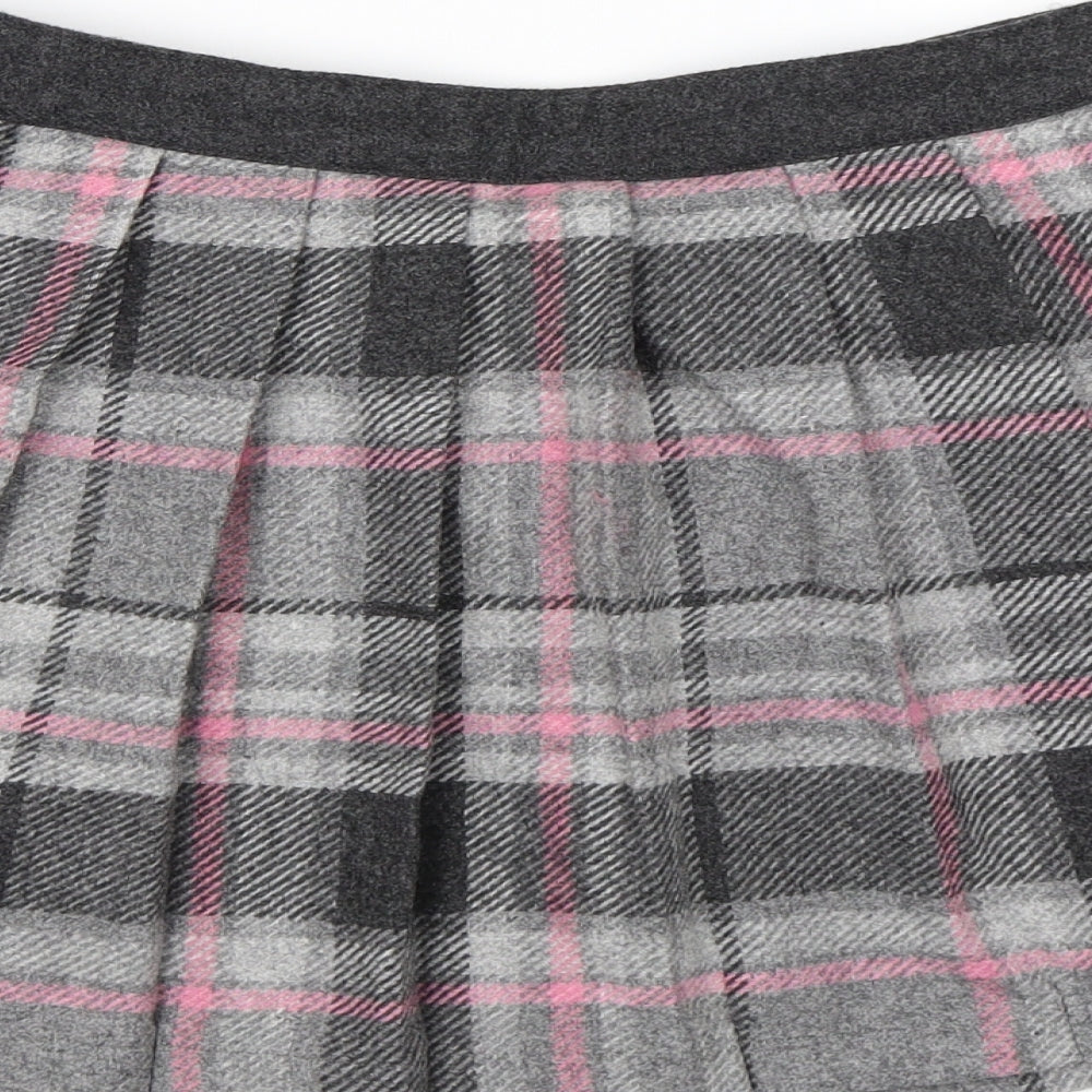 NEXT Girls Grey Check  Pleated Skirt Size 10 Years