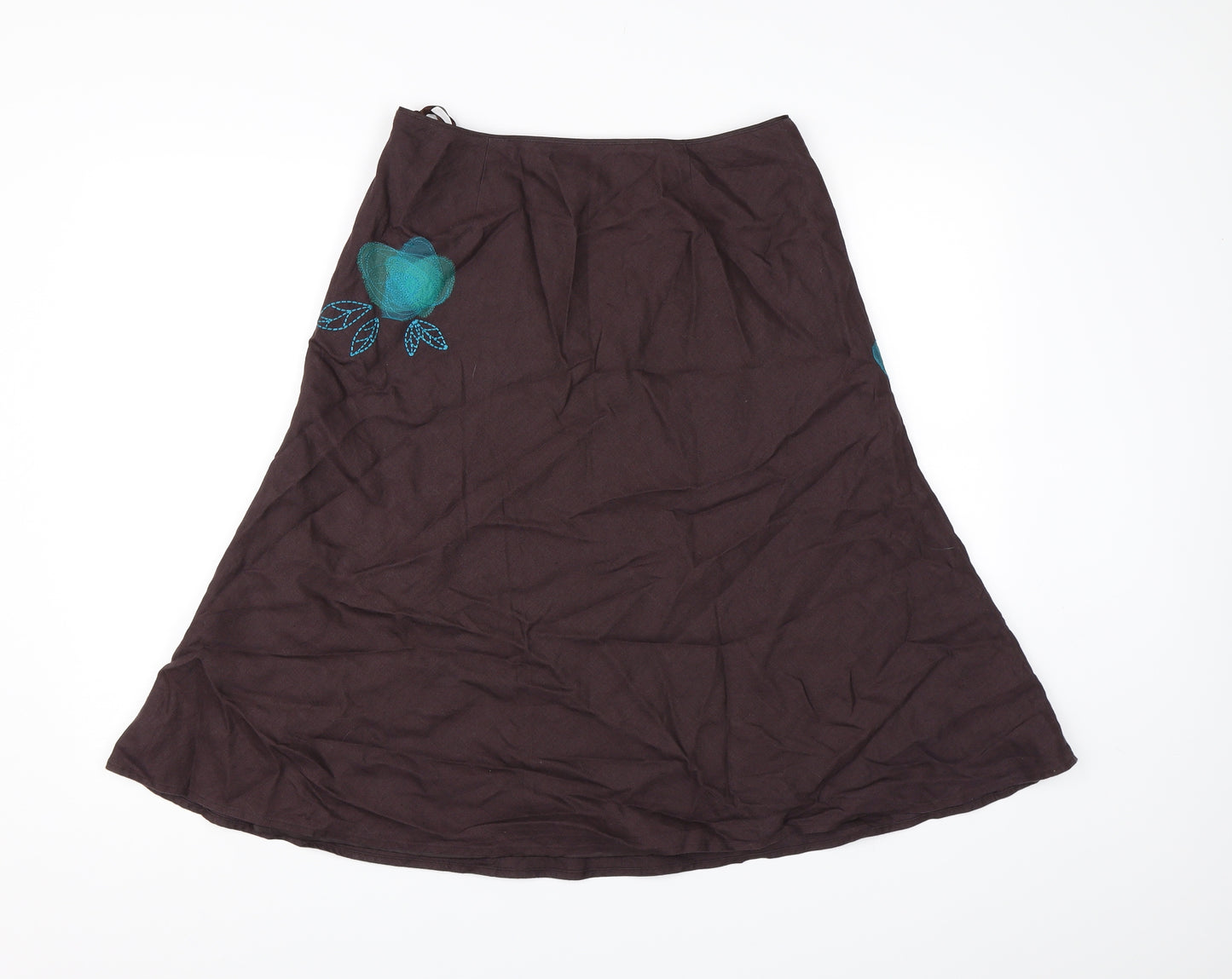 Monsoon Womens Brown Floral Canvas A-Line Skirt Size 12
