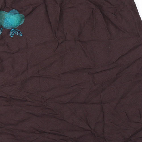 Monsoon Womens Brown Floral Canvas A-Line Skirt Size 12