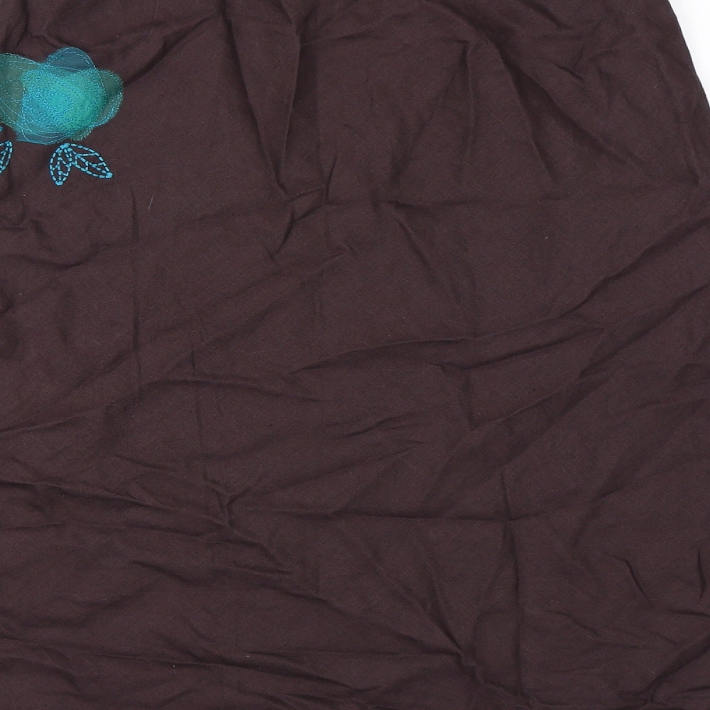 Monsoon Womens Brown Floral Canvas A-Line Skirt Size 12