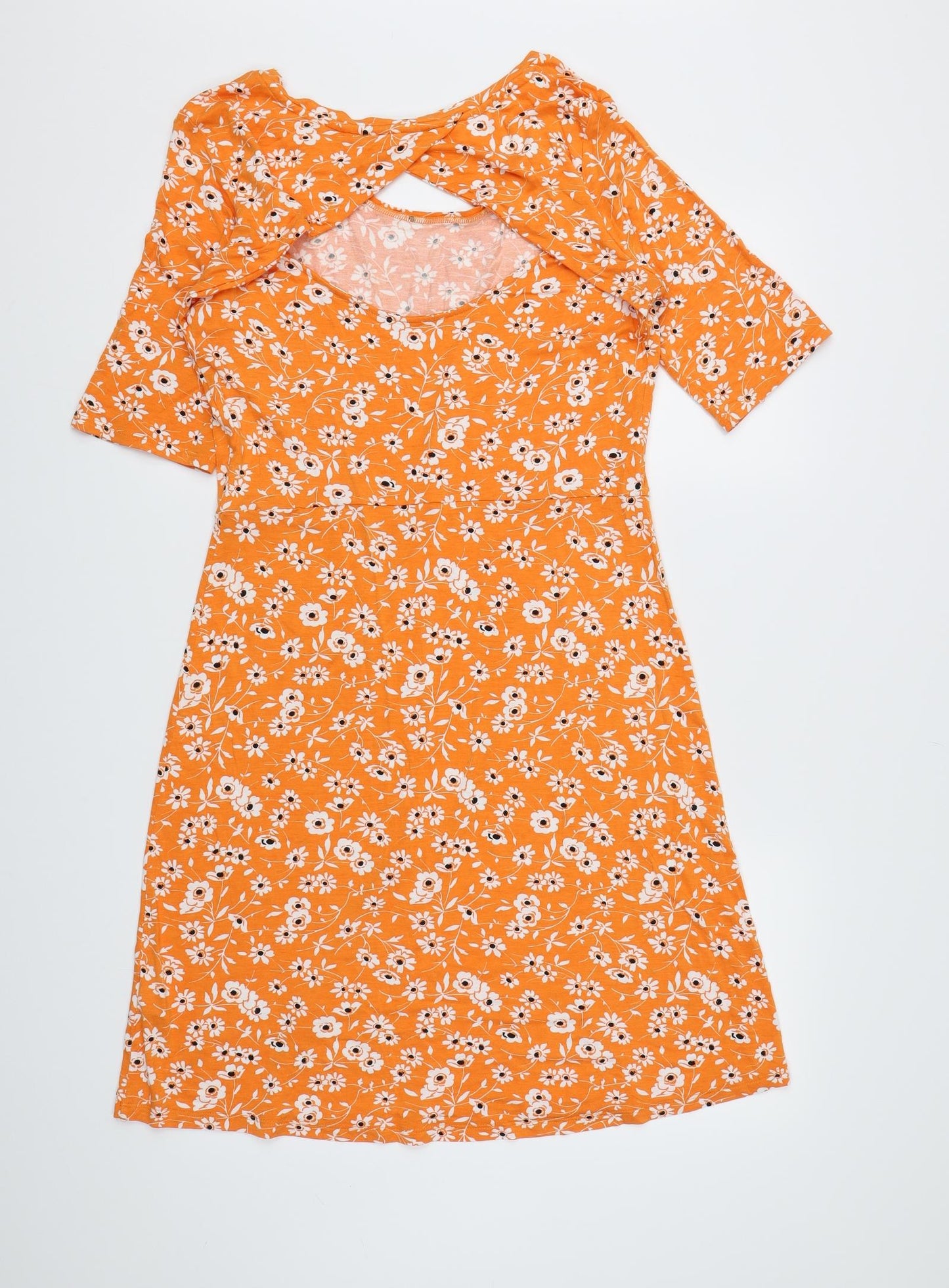 NEXT Womens Orange Floral  T-Shirt Dress  Size 12