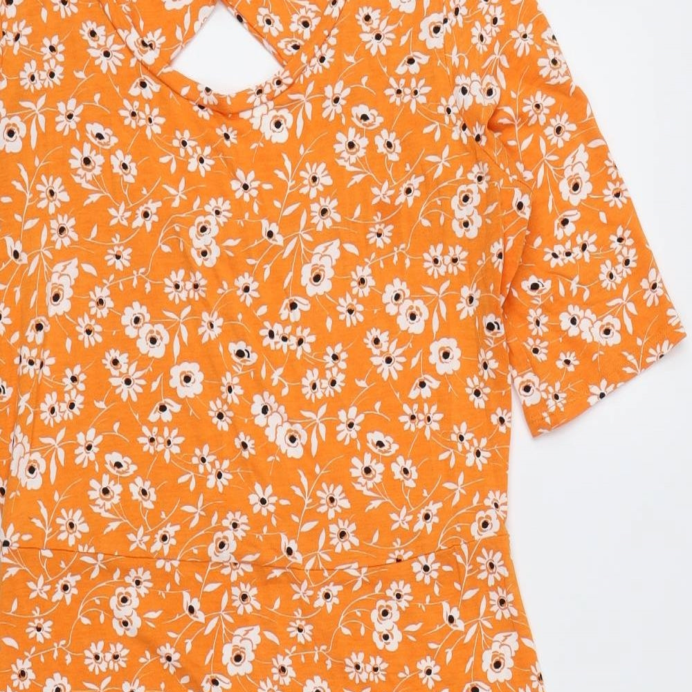 NEXT Womens Orange Floral  T-Shirt Dress  Size 12