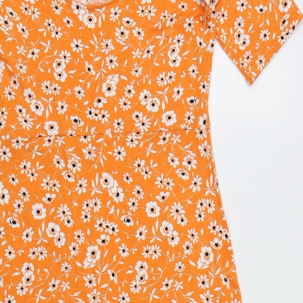 NEXT Womens Orange Floral  T-Shirt Dress  Size 12