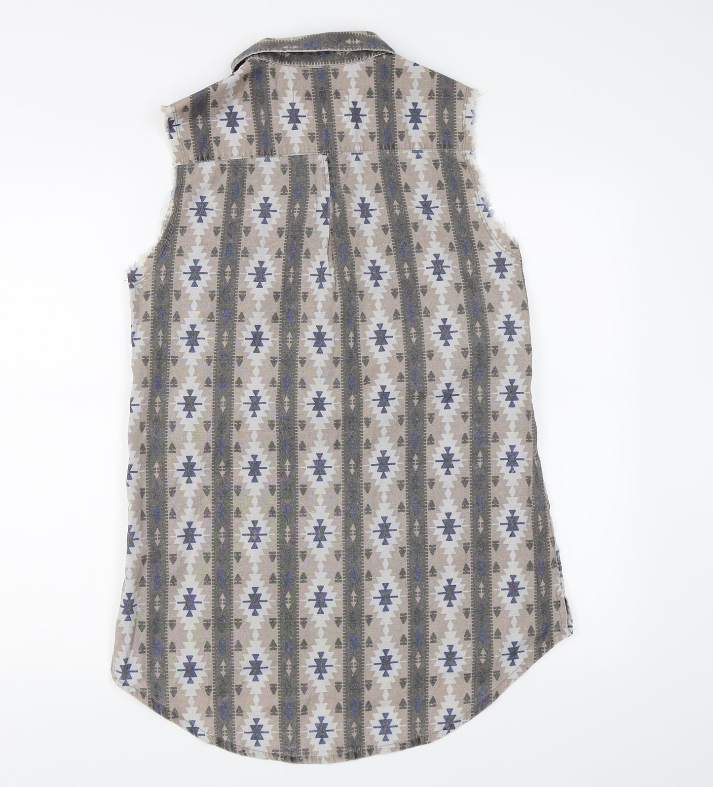 River Island Womens Grey Geometric  Basic Button-Up Size 12