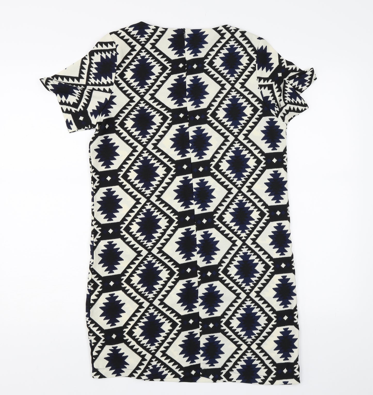 Vera & Lucy Womens White Geometric  T-Shirt Dress  Size S