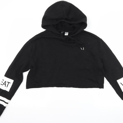 H&M Womens Black   Pullover Hoodie Size S  - Slogan