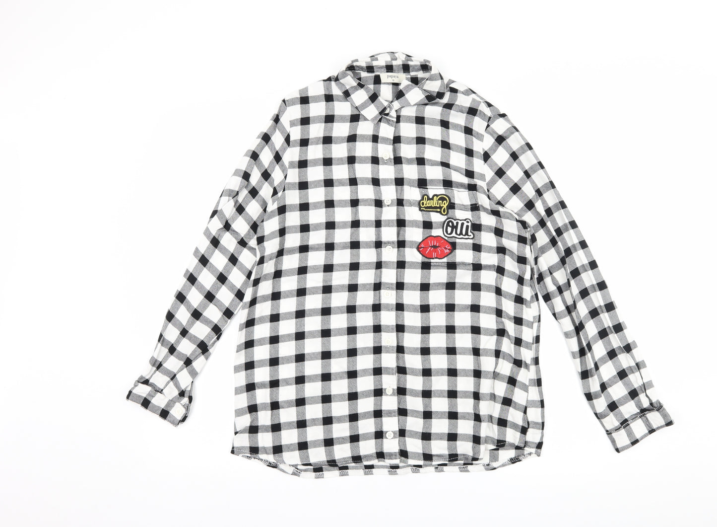Papaya Womens Black Check  Basic Button-Up Size 10