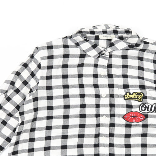 Papaya Womens Black Check  Basic Button-Up Size 10