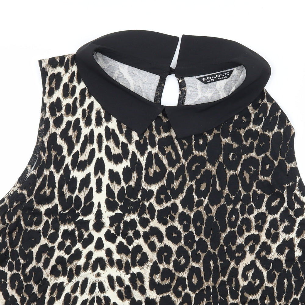 Select Womens Brown Animal Print  Basic Blouse Size 18