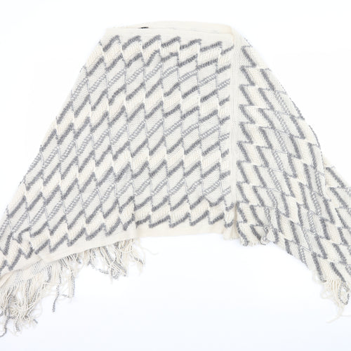 Klass Womens White Striped  Jacket Poncho One Size
