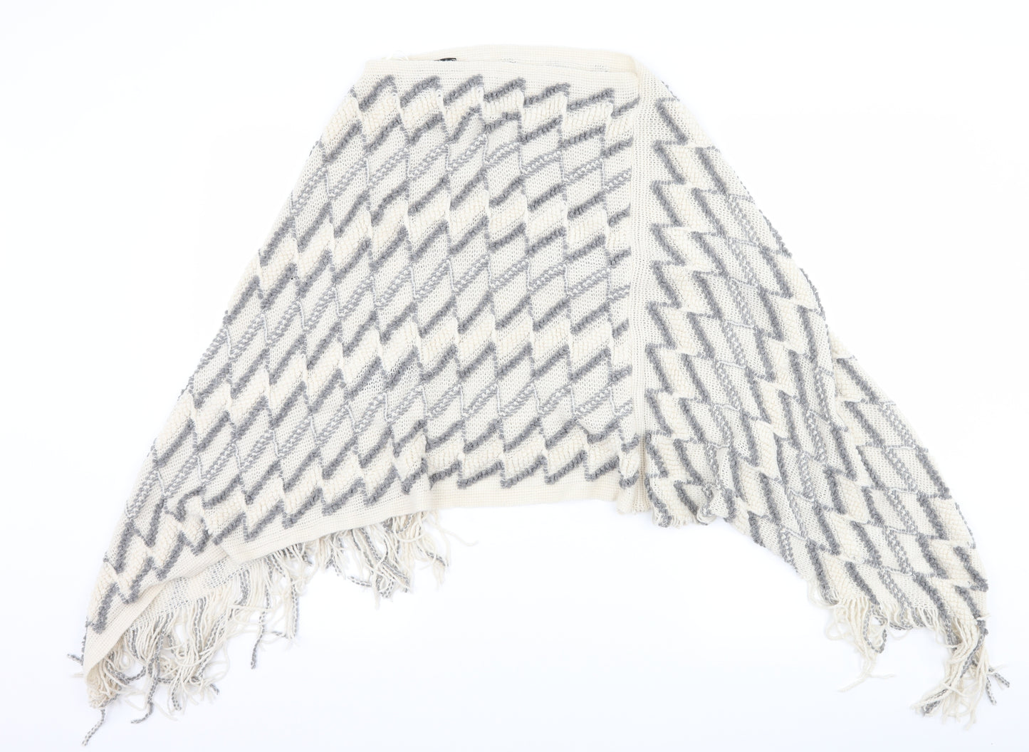 Klass Womens White Striped  Jacket Poncho One Size