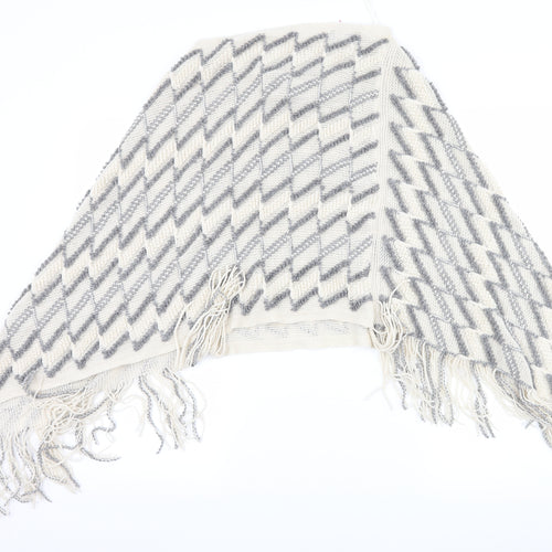 Klass Womens White Striped  Jacket Poncho One Size