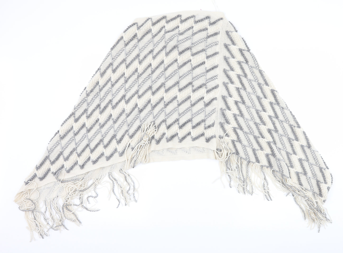 Klass Womens White Striped  Jacket Poncho One Size