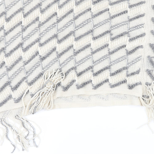 Klass Womens White Striped  Jacket Poncho One Size