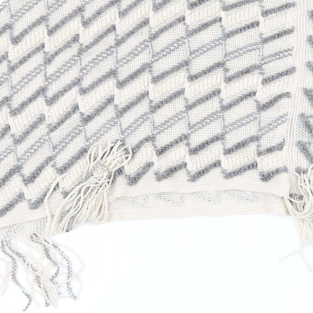 Klass Womens White Striped  Jacket Poncho One Size