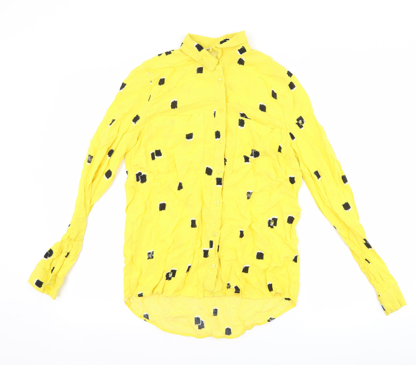 TU Womens Yellow Polka Dot  Basic Button-Up Size 10