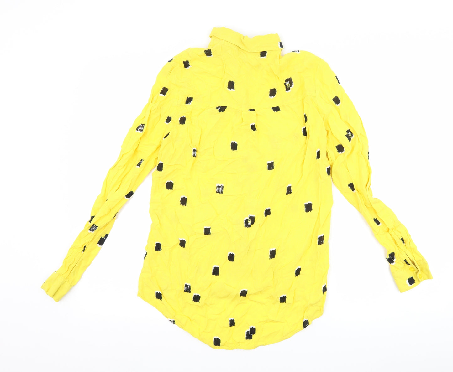 TU Womens Yellow Polka Dot  Basic Button-Up Size 10