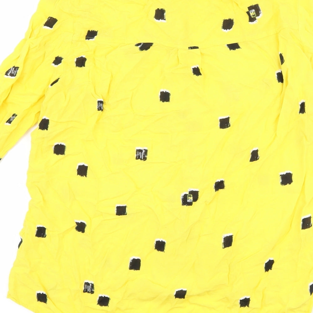 TU Womens Yellow Polka Dot  Basic Button-Up Size 10