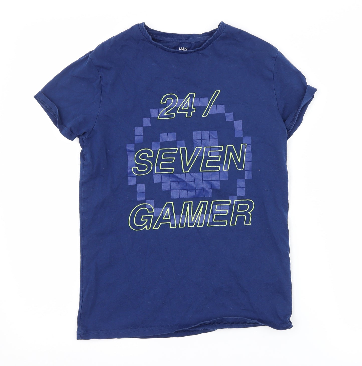 Marks and Spencer Boys Blue   Basic T-Shirt Size 11-12 Years  - gamer