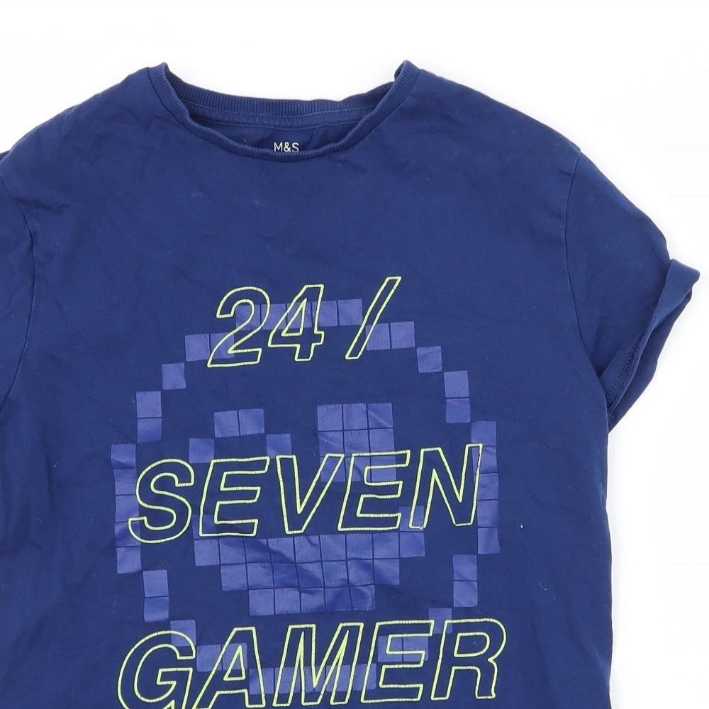 Marks and Spencer Boys Blue   Basic T-Shirt Size 11-12 Years  - gamer
