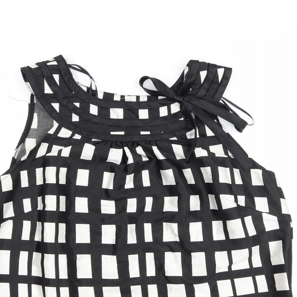 Klass Womens Black Check  Basic Blouse Size 12