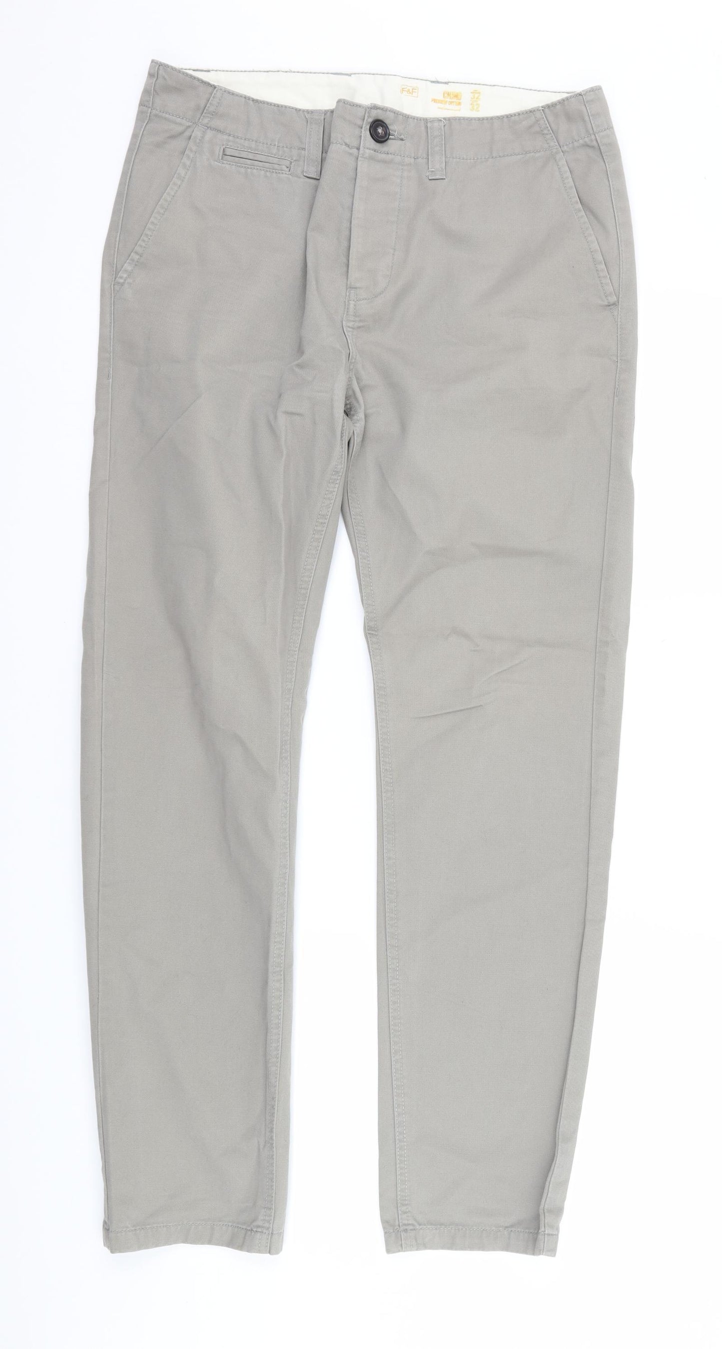 F&F Mens Grey   Chino Trousers Size 32 L32 in