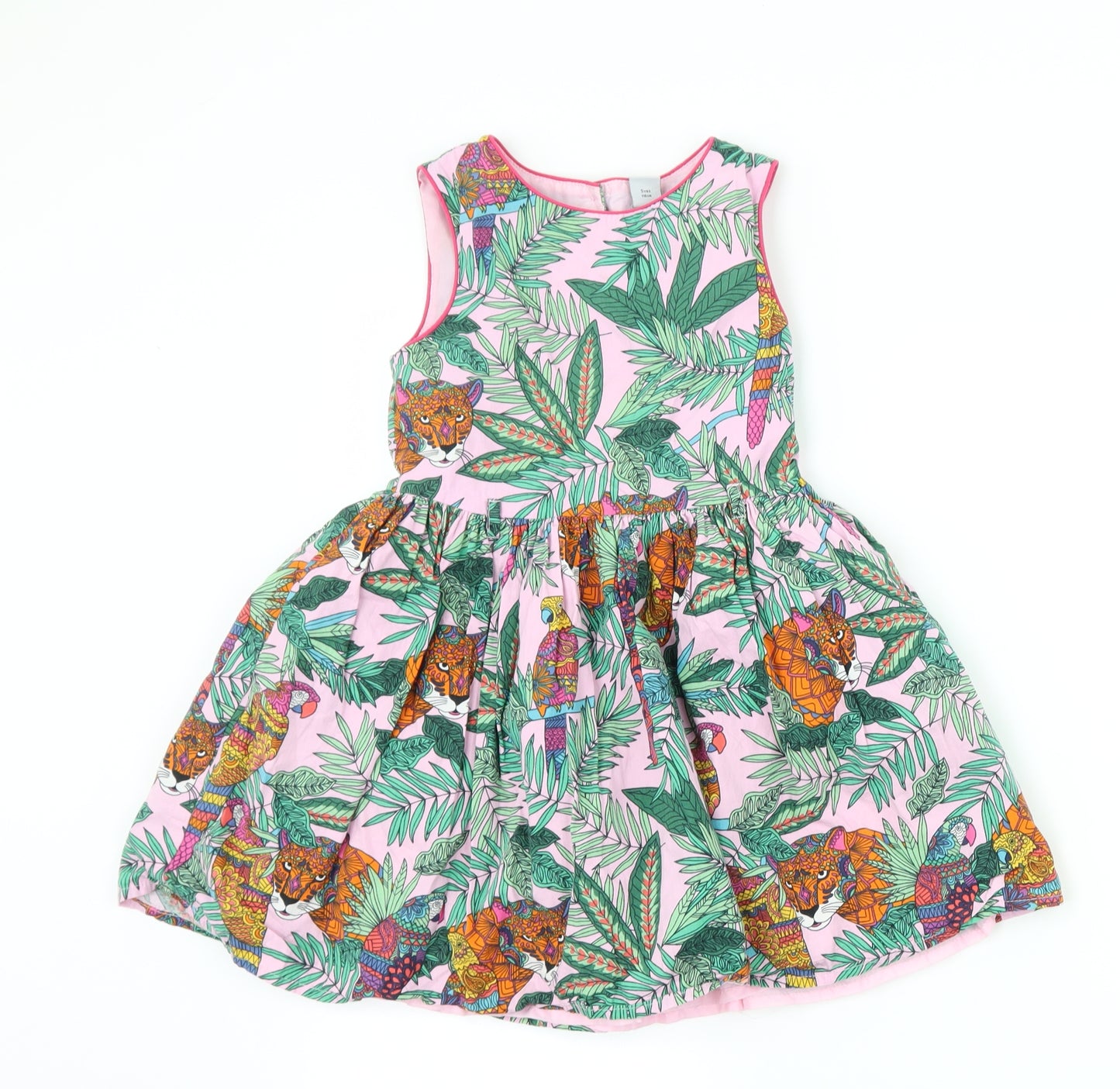 TU Girls Pink Floral  Fit & Flare  Size 5 Years  - leopard