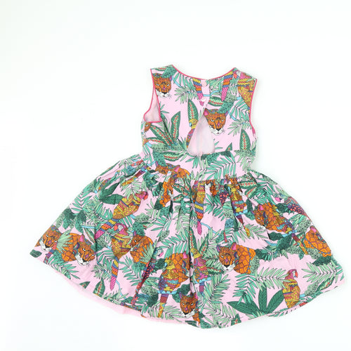 TU Girls Pink Floral  Fit & Flare  Size 5 Years  - leopard