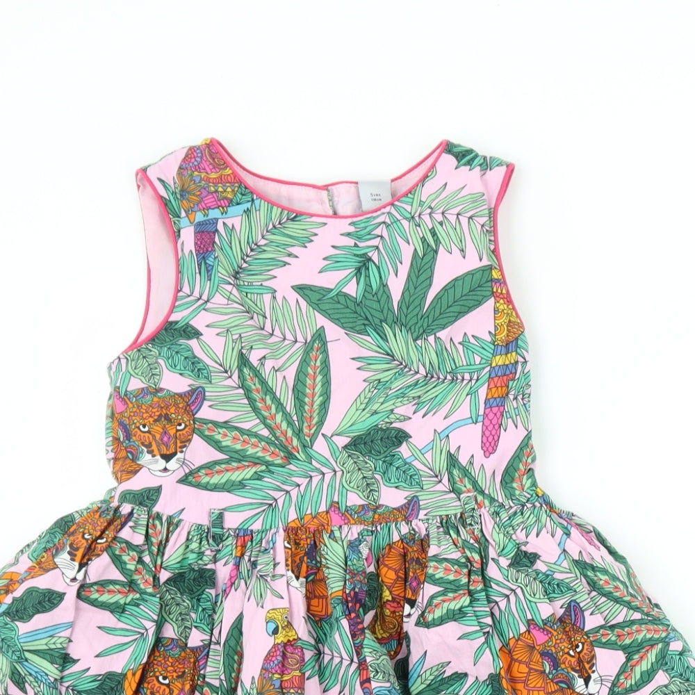 TU Girls Pink Floral  Fit & Flare  Size 5 Years  - leopard