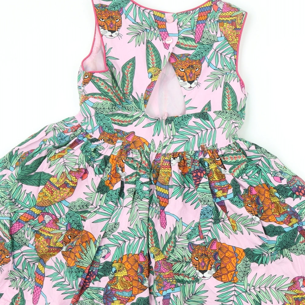 TU Girls Pink Floral  Fit & Flare  Size 5 Years  - leopard