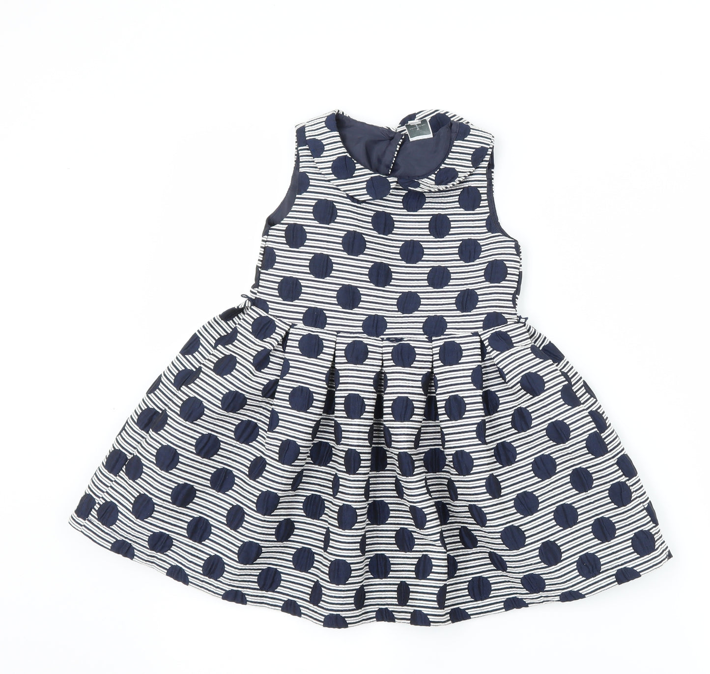 Jasper Conran Girls Blue Polka Dot  Fit & Flare  Size 2-3 Years