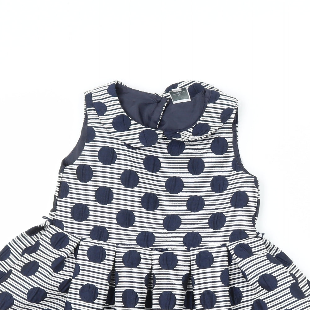 Jasper Conran Girls Blue Polka Dot  Fit & Flare  Size 2-3 Years