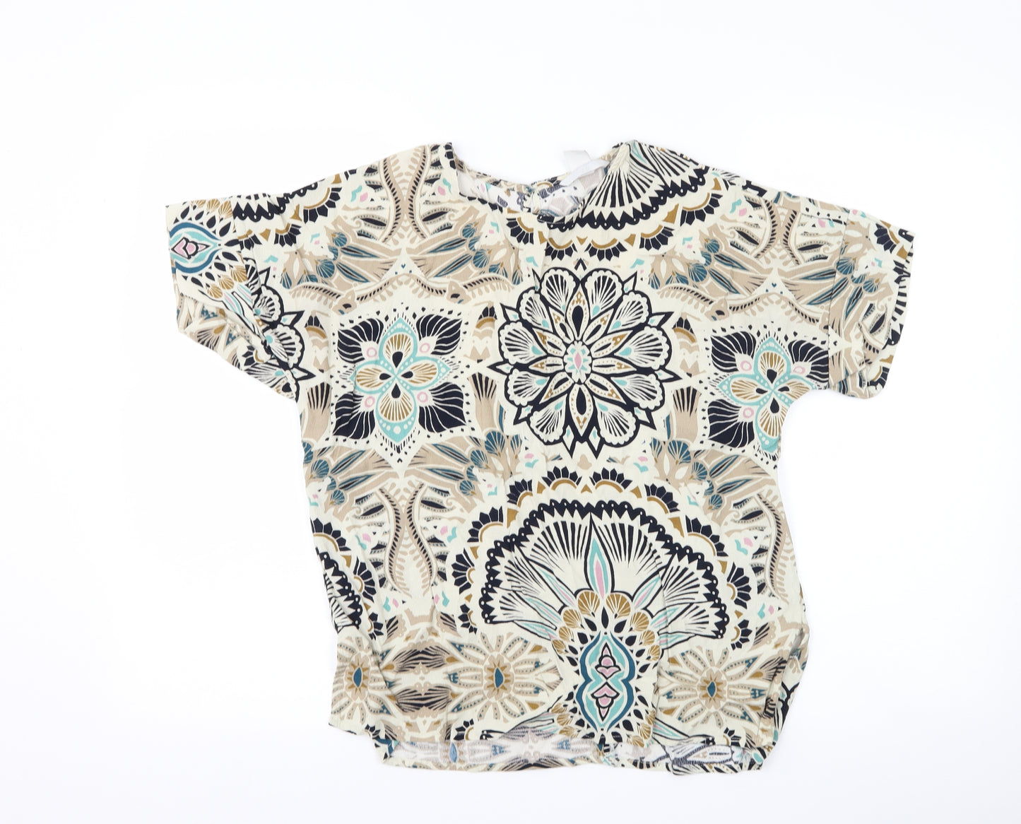 H&M Womens Brown Floral  Basic T-Shirt Size 10