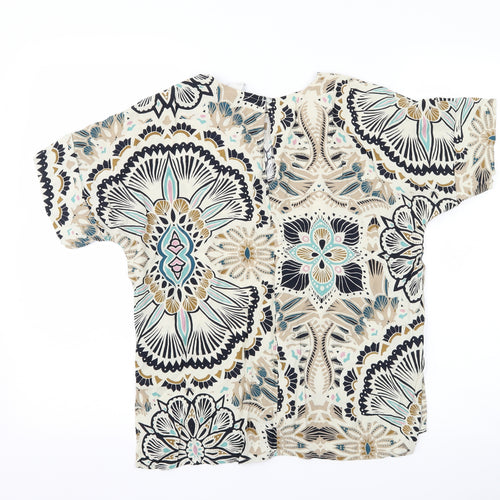 H&M Womens Brown Floral  Basic T-Shirt Size 10