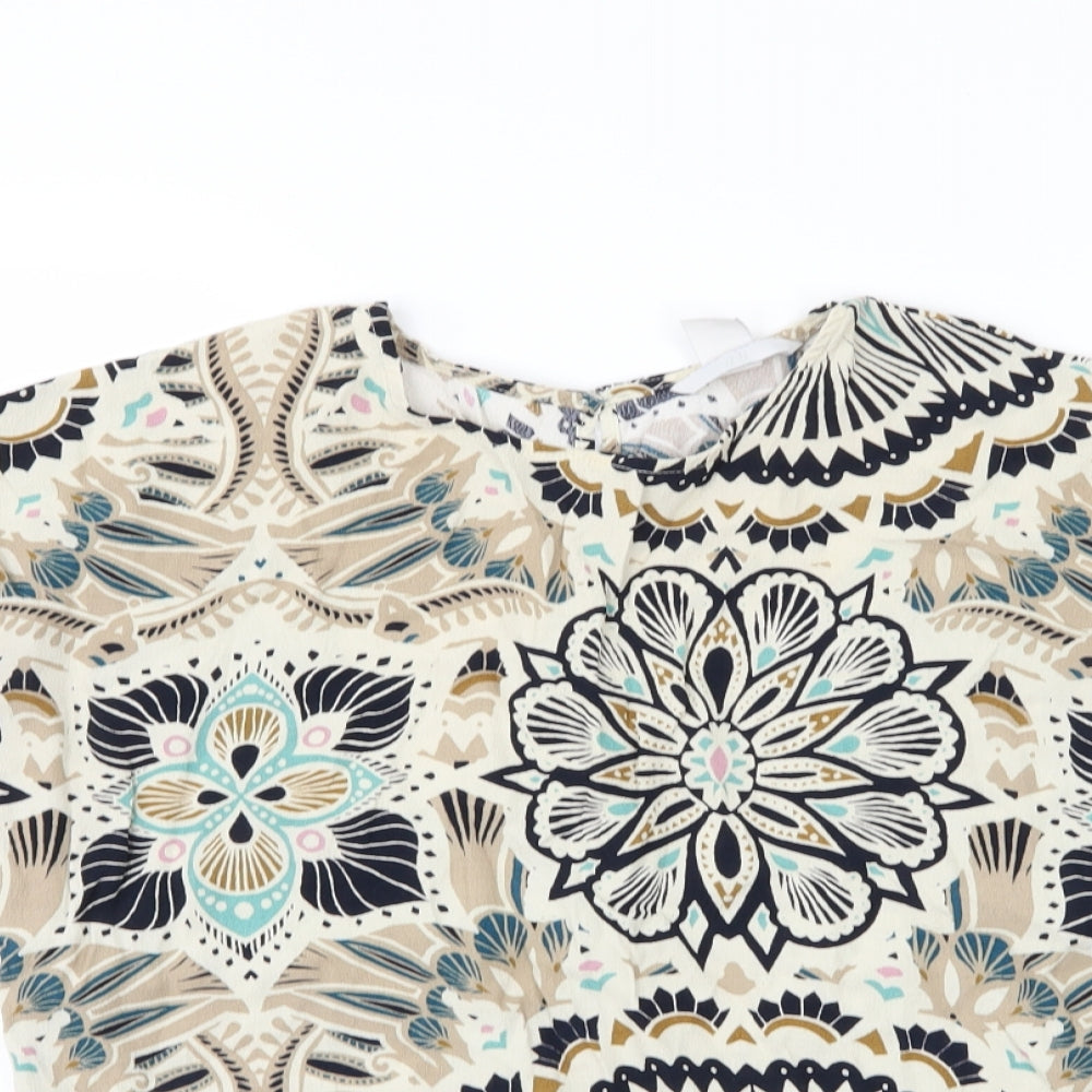 H&M Womens Brown Floral  Basic T-Shirt Size 10