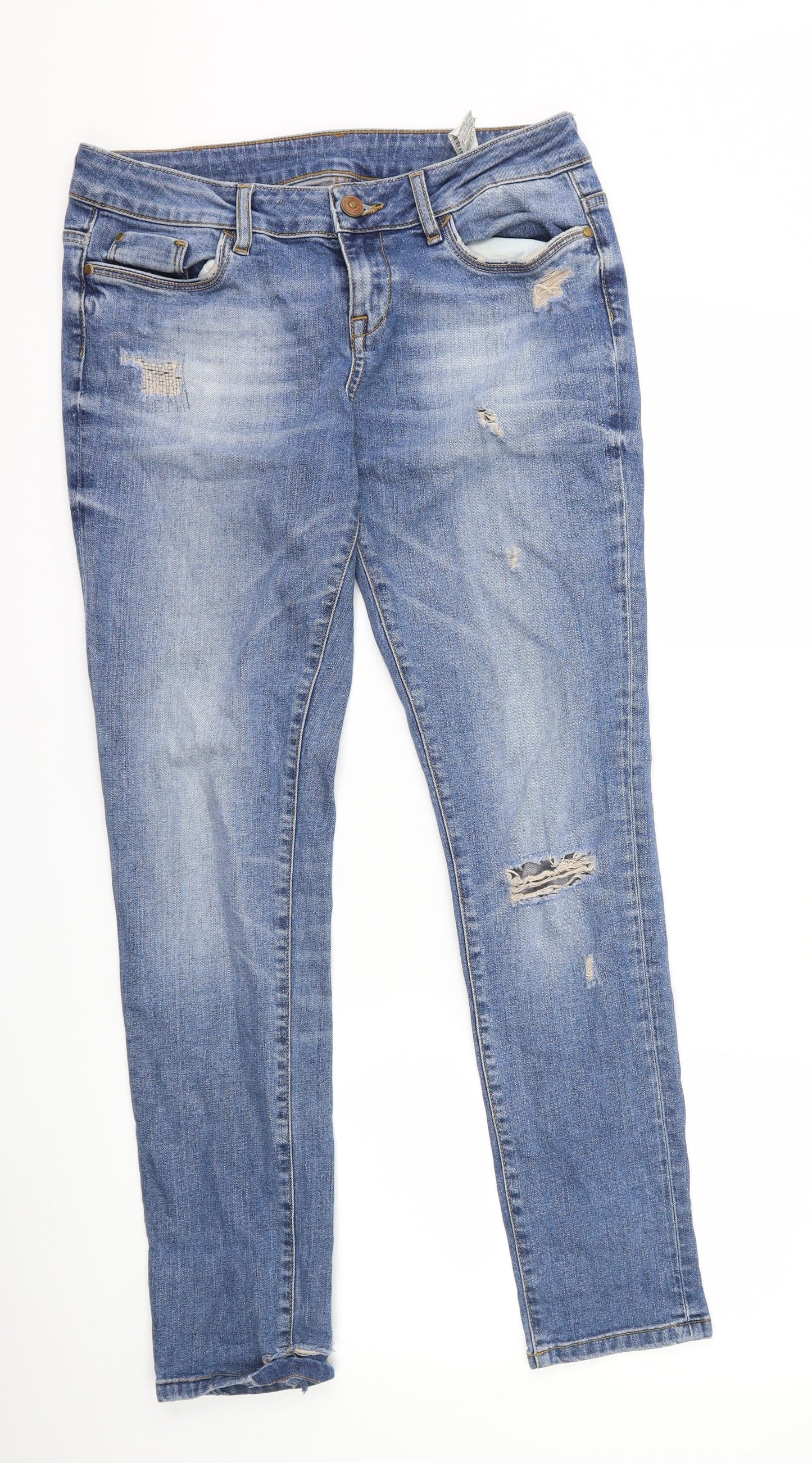 Zara Womens Blue  Denim Straight Jeans Size 32 in L29 in