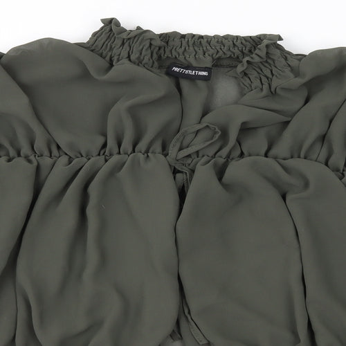 PRETTYLITTLETHING Womens Green   Basic Blouse Size 12