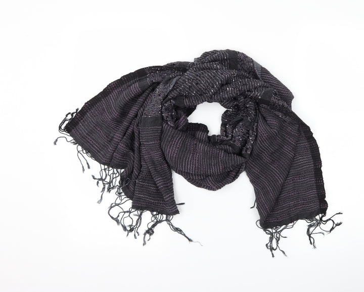 George Womens Black Striped   Scarf