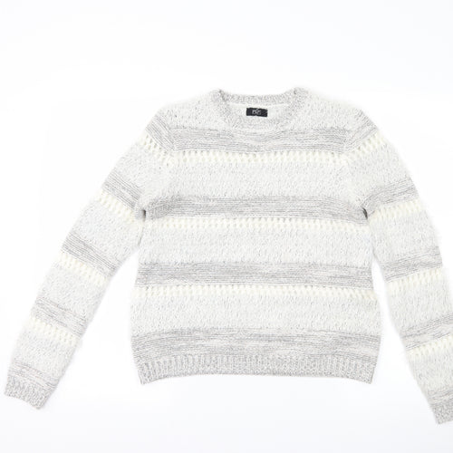 F&F Womens Grey Striped  Pullover Jumper Size 8