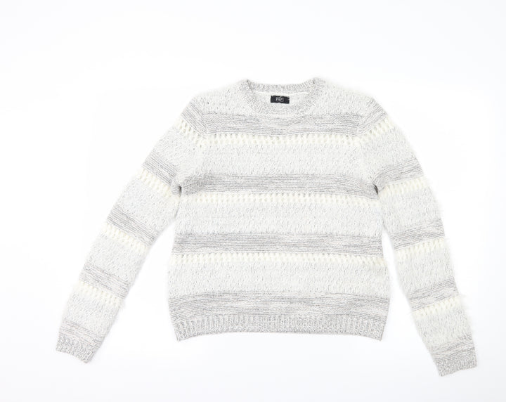 F&F Womens Grey Striped Pullover Jumper Size 8